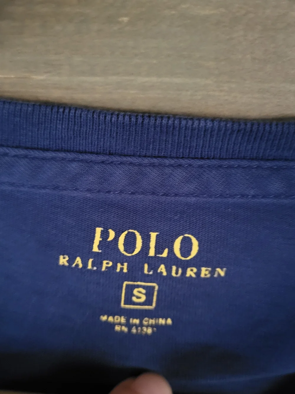 Polo by Ralph Lauren Men’s Long Sleeve V-Neck Shirt Royal Blue with Green Logo S